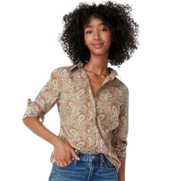 J CREW Slim Perfect Shirt in Liberty Lee Manor Paisley Cotton Women's 4 - Picture 1 of 6